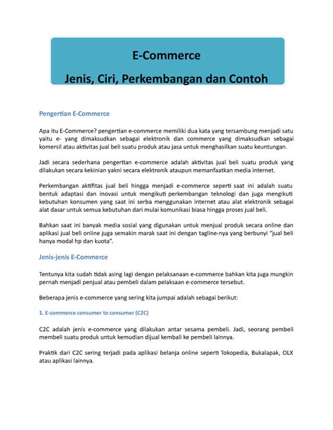 E Commerce Pengertian Tentang E Commerce E Commerce Jenis Ciri