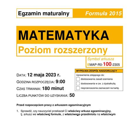 Matura Matematyka Rozszerzona Formu A Arkusze Cke