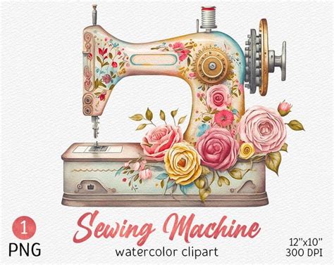 A Sewing Machine With Flowers On It And The Words Sewing Machine