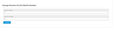 Average Groceries Cost Per Month Calculator - Calculator Academy