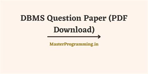 Dbms Question Paper Download Database Management System Question Paper