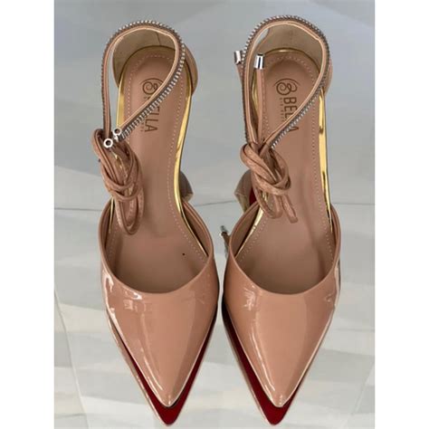 Scarpin Nude Verniz De Amarrar Salto Cm No Shoptime