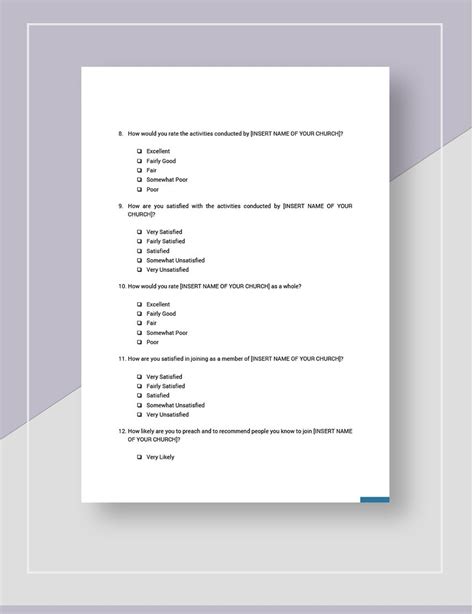 Sample Church Survey Template In Google Docs Pages Word PDF