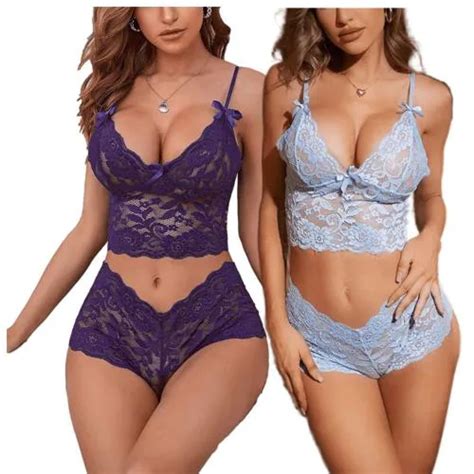 Buy Arnoni Women Babydoll Nightwear Lace Bra Panty Lingerie Set Women Babydoll Night Dress