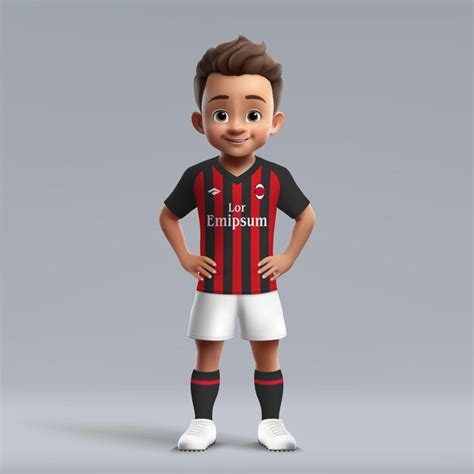 3d Dessin Animé Mignon Jeune Joueur De Football Dans Le Kit De Football