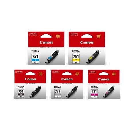 Canon Ink CLI 751XL Black Cyan Magenta Yellow Grey GS Premium