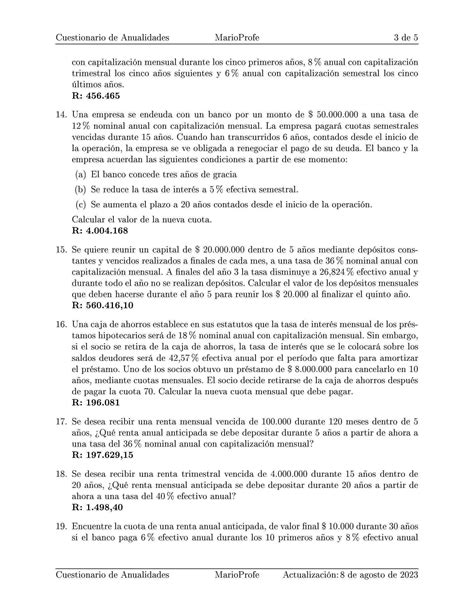 Ejercicios Resueltos De Anualidades Gu A Marioprofe