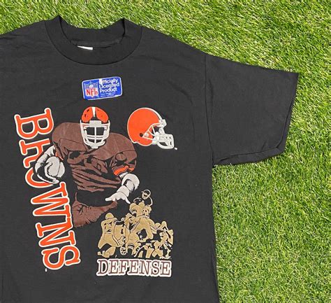 Vintage Cleveland Browns T Shirt Tee Trench Made Usa Size Etsy Uk