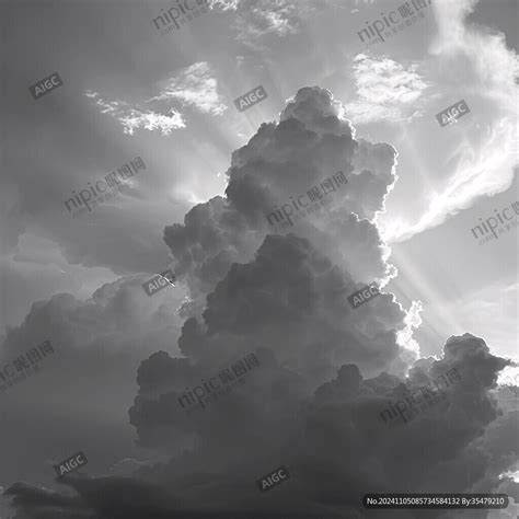 Ai创作图黑白天空云朵 乌云天空阳光 高清乌云图 云彩云朵云霞黑暗来临 壮观云素材 黑白天空素材 云缝中的日光 光芒白云 天空云彩黑白照片