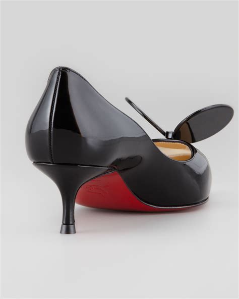 Lyst Christian Louboutin Madame Mouse Low Heel Patent Red Sole Pump In Black