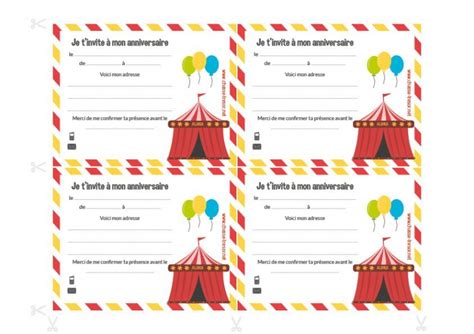 Invitations Imprimer Pour Un Anniversaire Cirque Chasseotresor