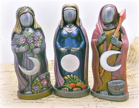 Set Of 3 Statues Maiden Mother Crone Pagan Wiccan Altar Home Decor