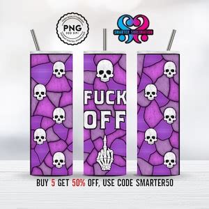 Stained Glass Tumbler Fuck Off Tumbler Wrap PNG Offensive Tumbler