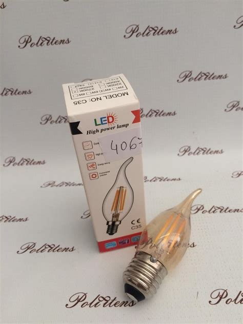 Kit L Mpada Led Vela W E Branco Quente Filamento Bico Torto