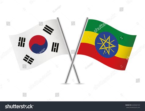 South Korean Ethiopian Flags Vector Illustration Stock Vector Royalty