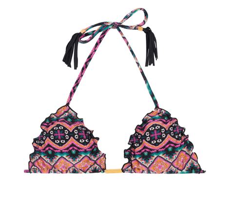 Rosa Ethno Triangel Top mit gewellten Rändern Soutien New Ethnic Fru Fru Bikini BRASIL Shop