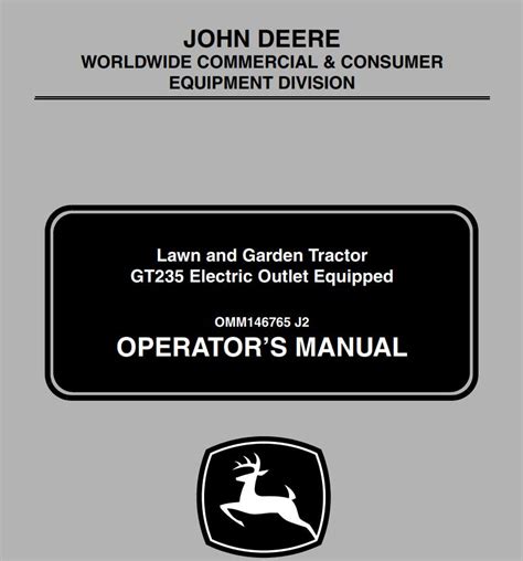 John Deere Tractor GT235 Operators Manual PDF