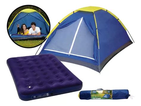 Kit Barraca Camping 3 Lugares C Colchão Casal Acampamento