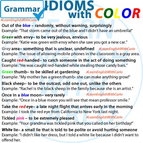 GRAMMAR Idioms With Color Welcome To Learn English With Carlo