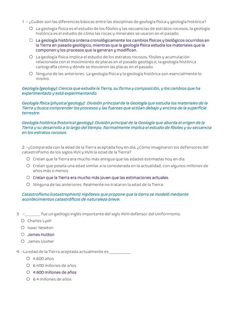 Preguntas test Geologia 1 Cuáles son las diferencias básicas