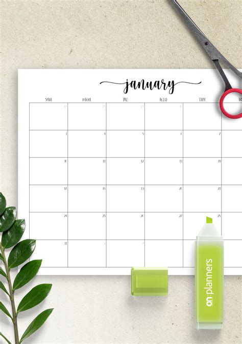 Editable Monthly Calendar Printable