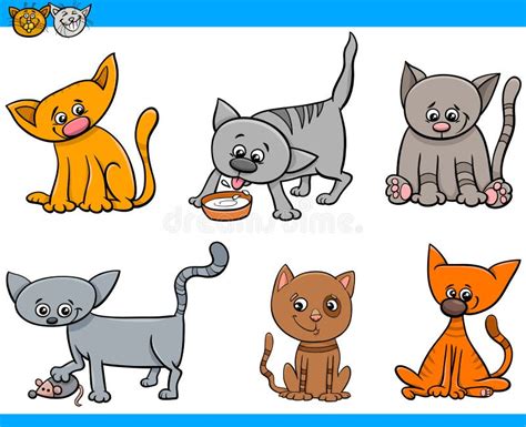 Cute Cats Set Cartoon Illustration Stock Vector Illustration Of