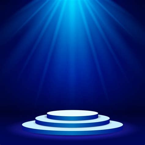 Blue Stage Podium Spotlight Illuminated Scene Vector Illustration Blue