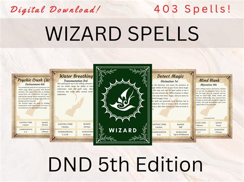 Wizard Dnd Spell Cards Dnd Spellbook Dnd Spellbook Cards - Etsy