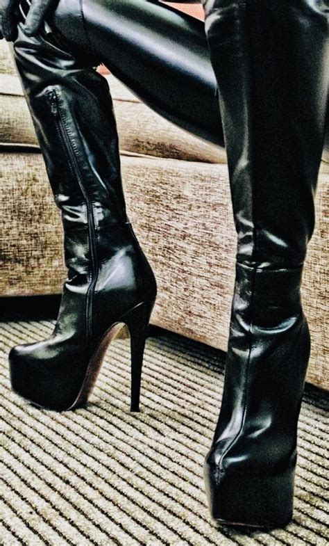 Pin By Paula On Boots And More Black Leather Boots Thigh High Boots