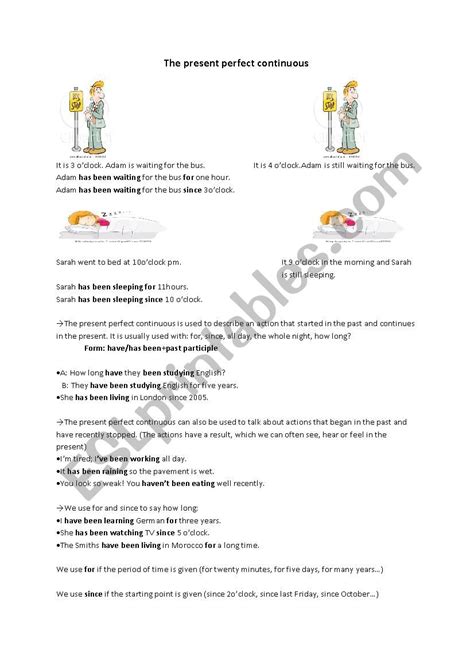 The Present Perfect Continous Esl Worksheet By Elmoumni