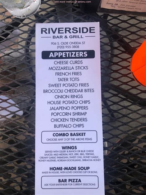 Menu At Riverside Bar Grill Appleton