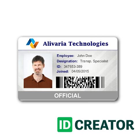 Work Id Card Template - Professional Template