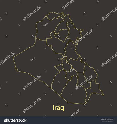 Iraq Outline Stroke Of Map With Administrative Royalty Free Stock Vector 584844946