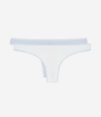 Kit Bombachas Bikini Hilo en Algodón Canelado con Viés Contraste