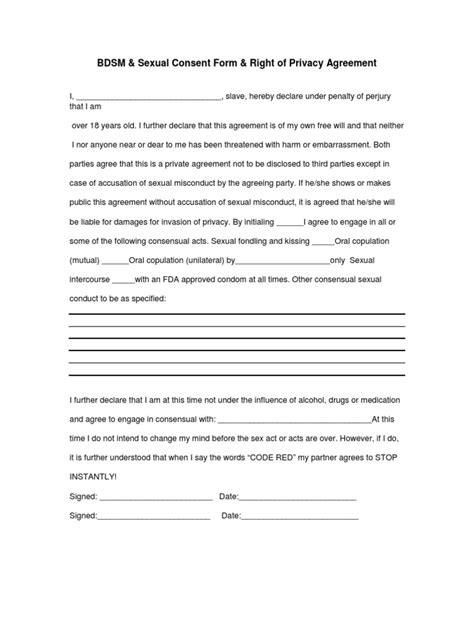 Sexual Consent Form Pdf