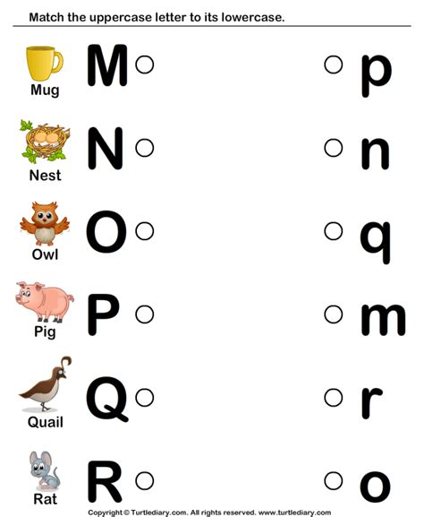 Match Uppercase And Lowercase Letters Worksheets