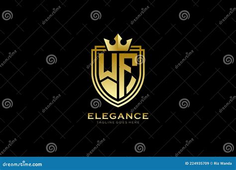 Initial Wf Elegant Luxury Monogram Logo Or Badge Template With Scrolls