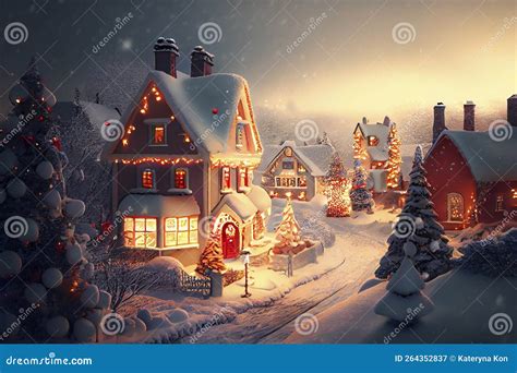 Christmas Village With Snow Winter Village Landscape Christmas