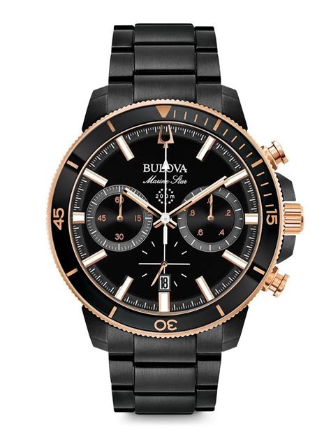 Gents Bulova M Black Marine Star Watch