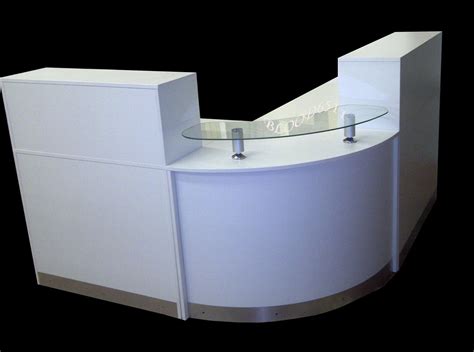 Buy Reception Desk In White Curved Glass Unit Aluminium Plinth Quality