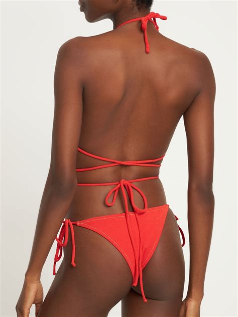 Reina Olga Miami Terry Triangle Bikini In Orange Modesens