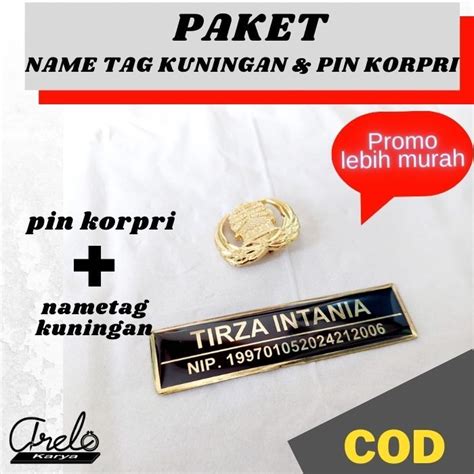 Jual PAKET NAMETAG Name Tag KUNINGAN DAN PIN KORPRI PRODUK TERBARU