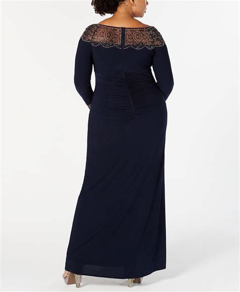 Xscape Plus Size Embellished Illusion Gown Macys