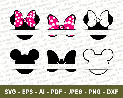 Minnie Head Monogram Bundle Svg Mickey Mouse Monogram Svg Etsy