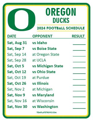 Printable 2024 Oregon Ducks Football Schedule