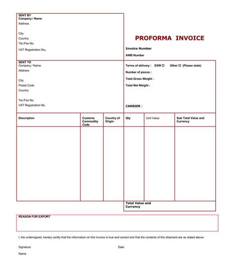 Proforma Invoice Templates And Samples For Word Excel And Pdf