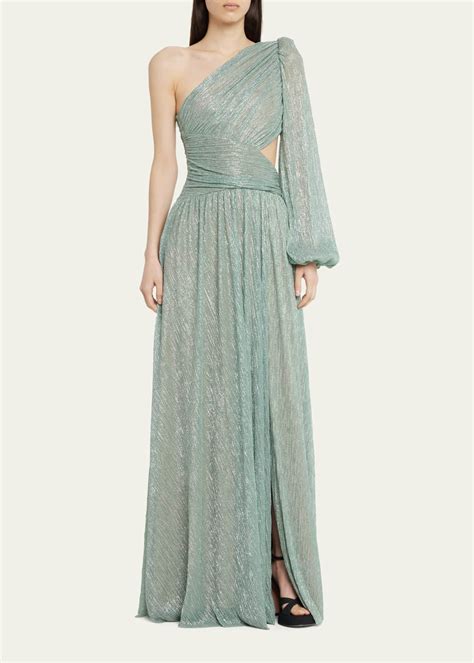 PatBO Lurex One Shoulder Cutout Maxi Dress Bergdorf Goodman