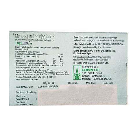 Lupi Hmg 75mg Injection 1's : Price, Uses, Side Effects | Netmeds