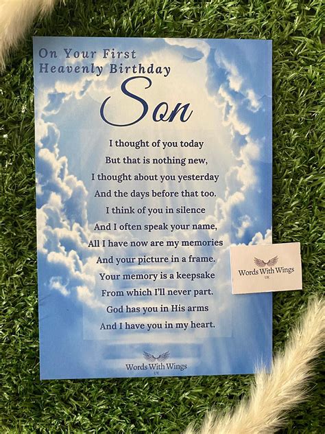 On Your First Heavenly Birthday Son Grave Card Memorial Son Birthday