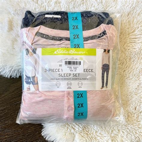 Eddie Bauer Intimates And Sleepwear Eddie Bauer Waffle Fleece Pajamas 3 Piece Sleep Set Poshmark